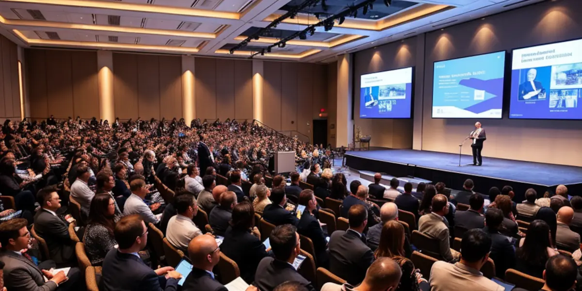 Attendees giving feedback during a conference