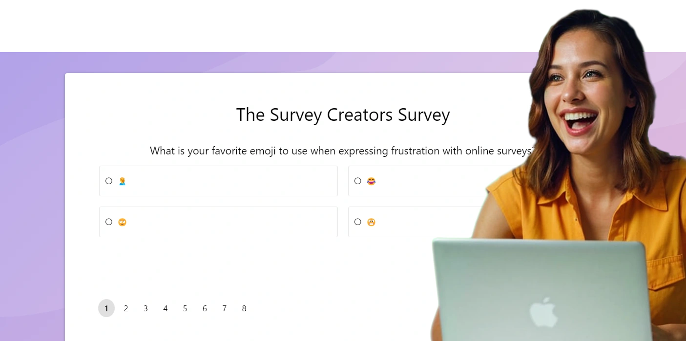 Lady taking a survey for people making online surveys