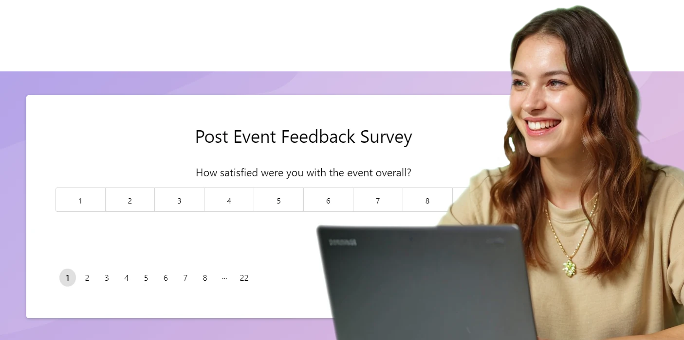 Attendee filling out a post-event survey