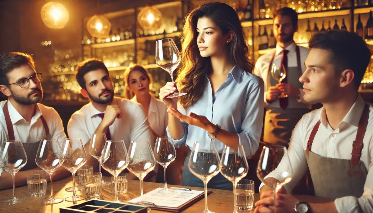 Bartender teaching service standards to trainees