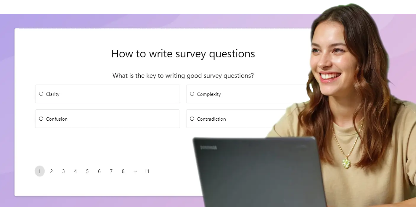 Professional taking a survey on how to write good survey questions