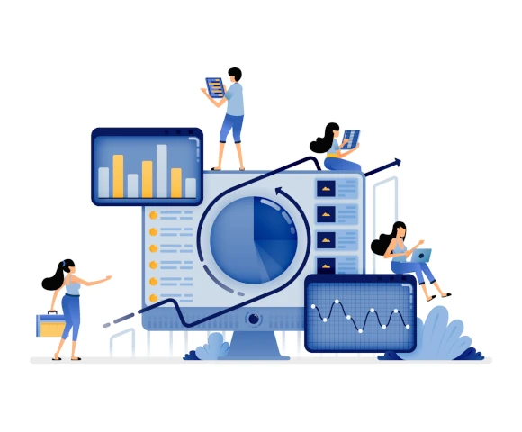 Abstract image showing survey maker saving time during the results analysis part of survey