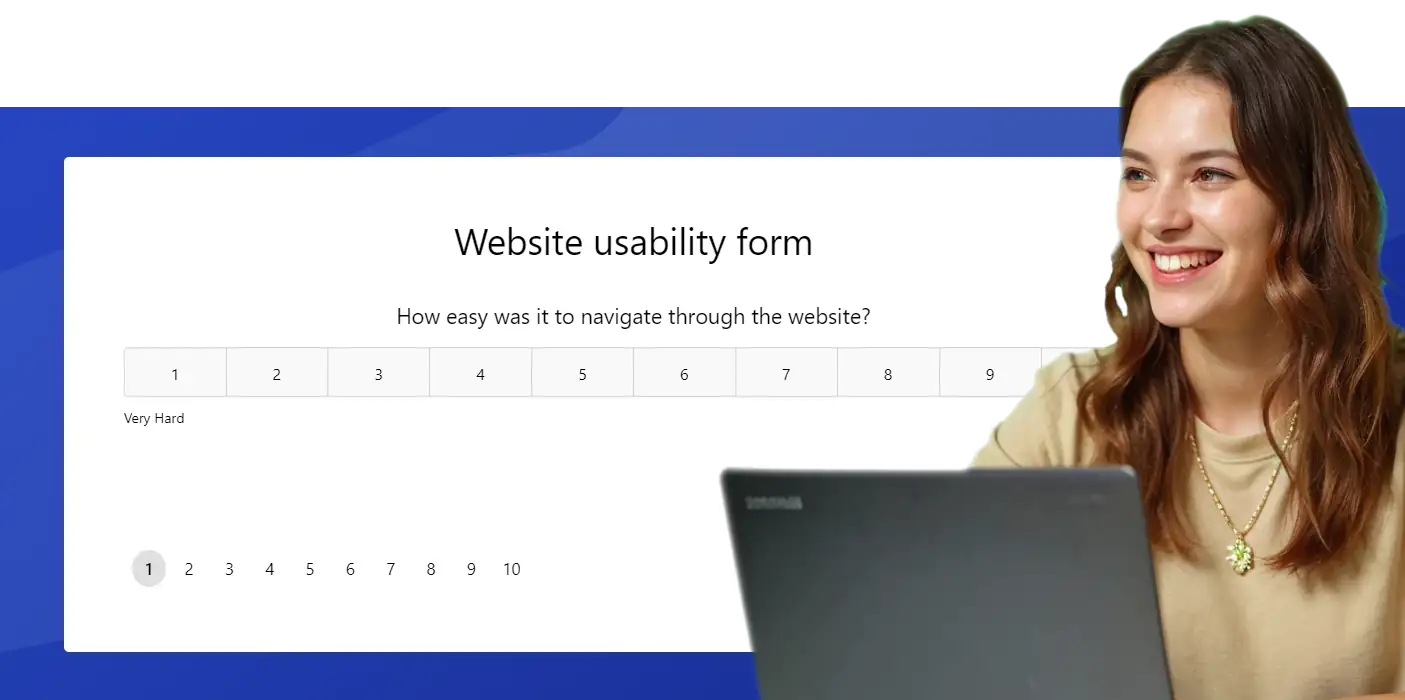 Lady taking a feedback form on website usability